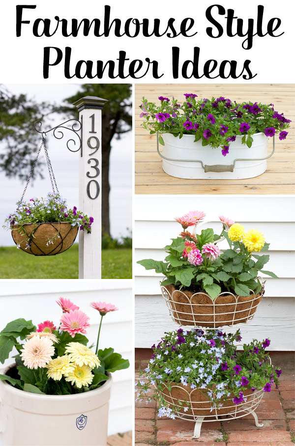 Brighten up your porch and garden with easy farmhouse style planters.