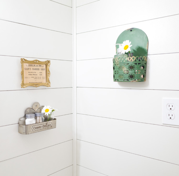 Transform your bathroom from dated to full of farmhouse charm in one weekend. Easy DIY farmhouse style bathroom makeover!